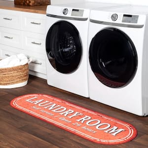 Graphic Machine Washable Laundry Mat Red 20 in. x 59 in. Laundry Mat