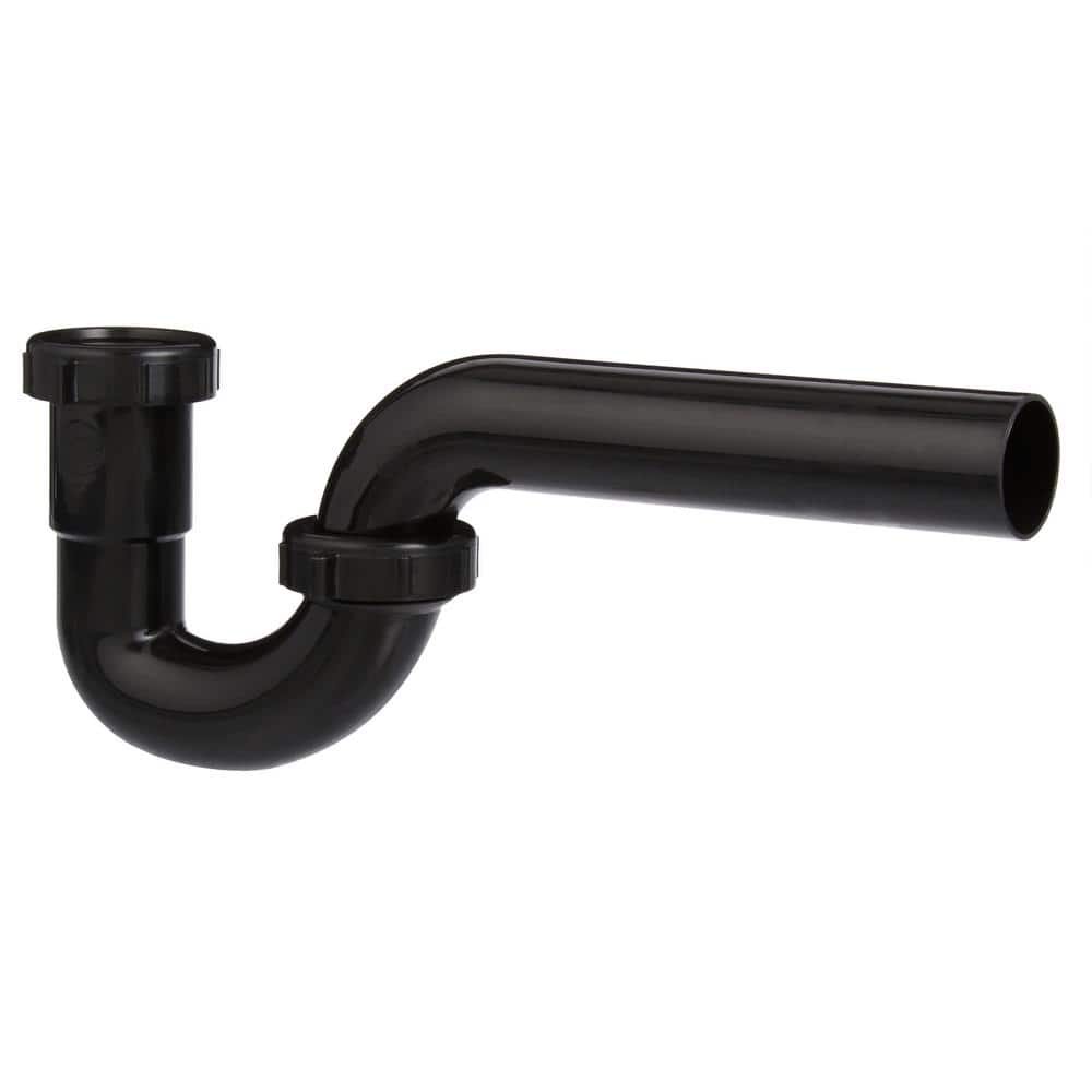 1-1/2 inch Black PVC P-Trap with Threaded Adapter