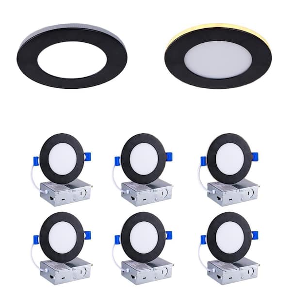 4 in. Black 1 Light 6 Pack LED Wall Sconce Light, Dimmable, 2700K-5000K 5CCT Ultra-Thin Canless Wafer Light for Entryway