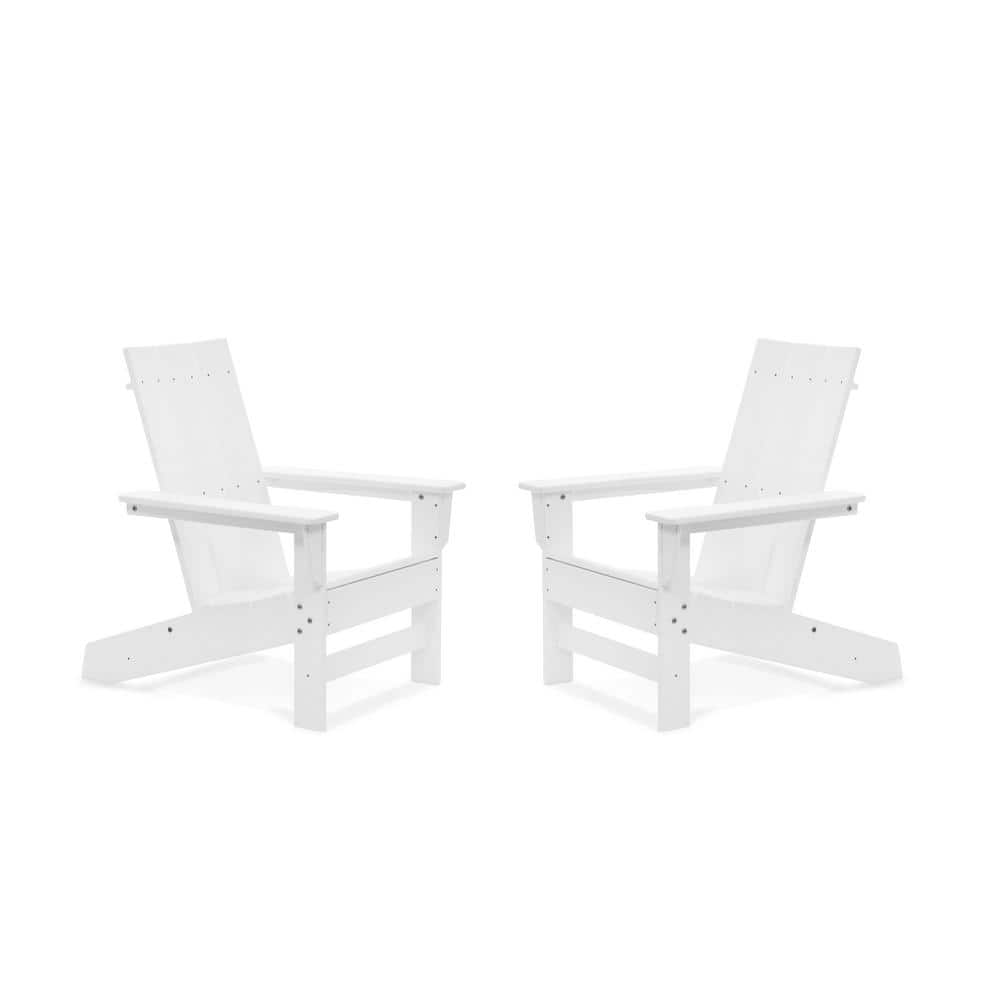 DUROGREEN Icon White Recycled Plastic Folding Adirondack Chair (2Pack