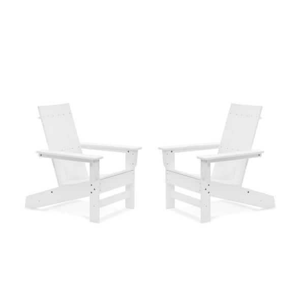 DUROGREEN Icon White Recycled Plastic Folding Adirondack Chair (2-Pack)