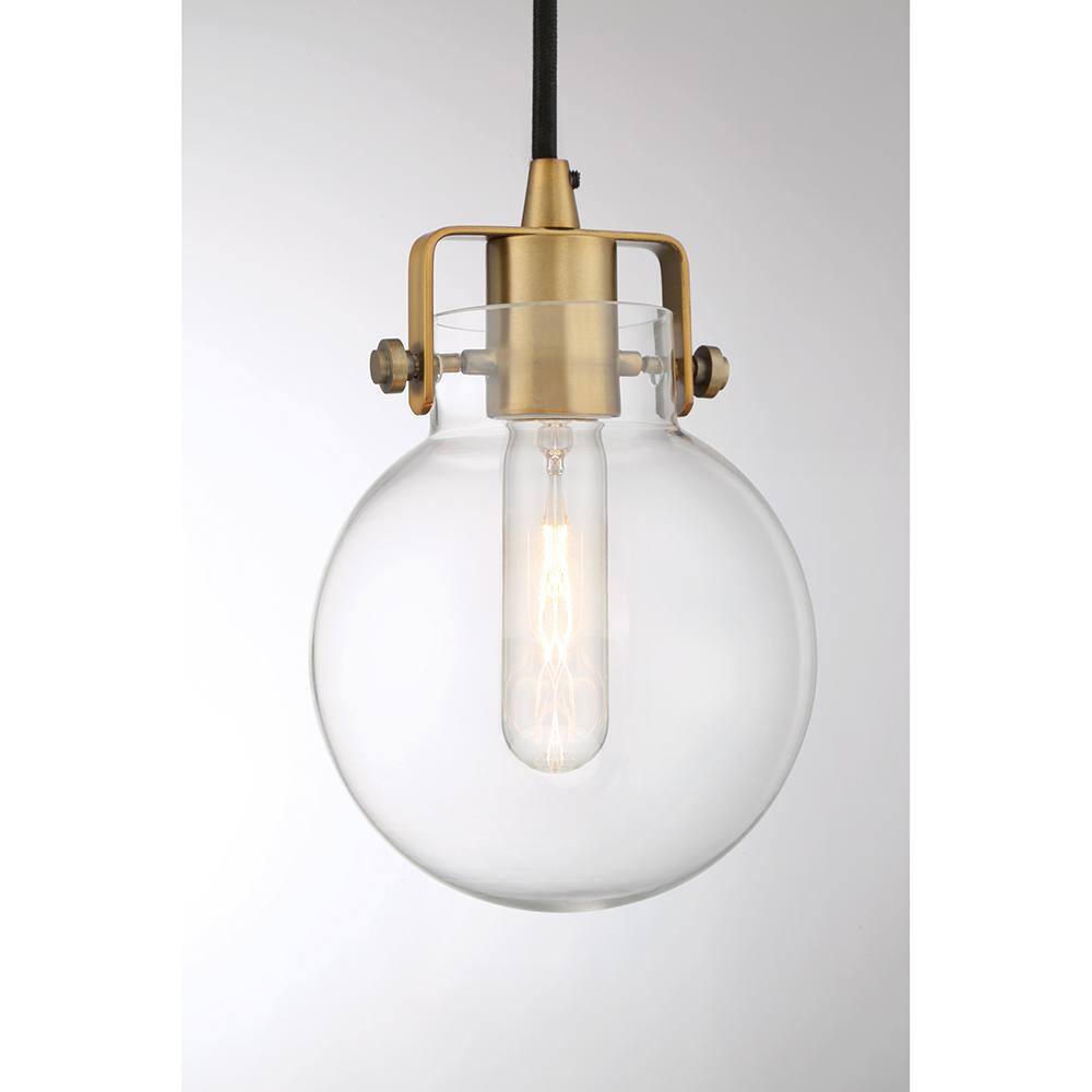 Weathered Brass Mini Pendant with Clear Glass Shade