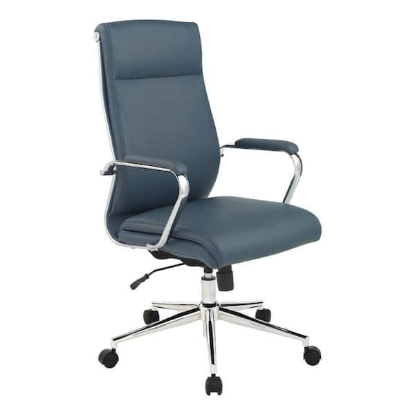 Office Star Mid Back Manager's Chair with Dillon Blue Fabric and Chrome Base