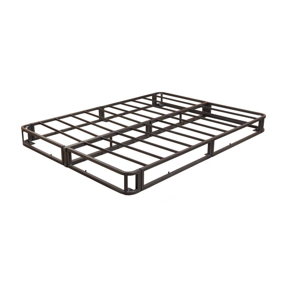 King Gray Upholstered Metal Platform Bed Frame