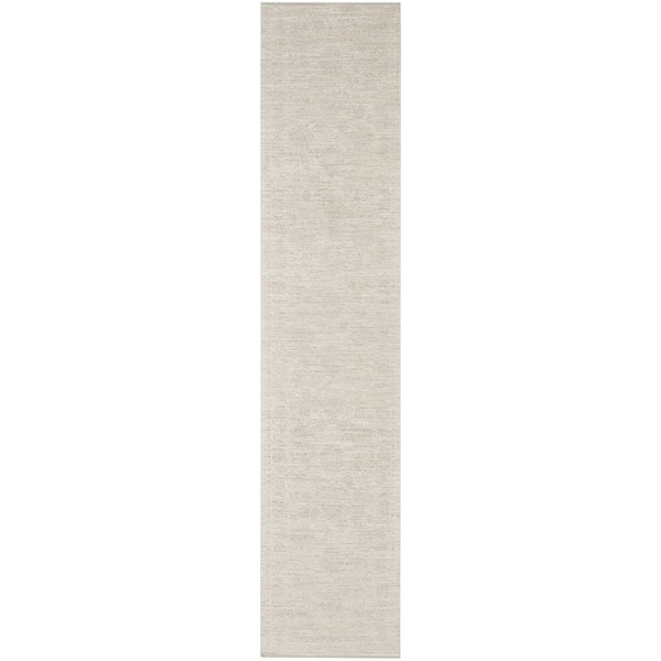 Outlines Ivory Grey 2 ft. x 12 ft. Medallion Traditional Runner Area Rug