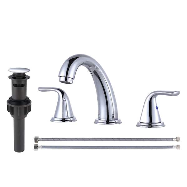 ARCORA 8 in. Widespread Double Handle Bathroom Faucet in Chrome