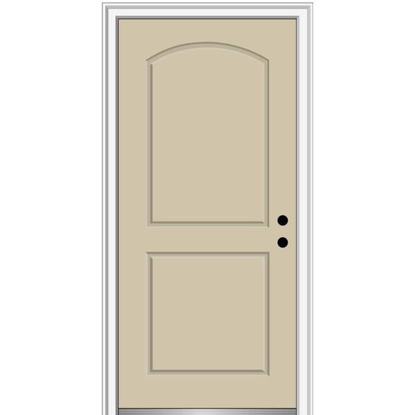 MMI Door 32 in. x 80 in. Left-Hand Inswing 2-Panel Archtop Classic Painted Fiberglass Smooth Prehung Front Door