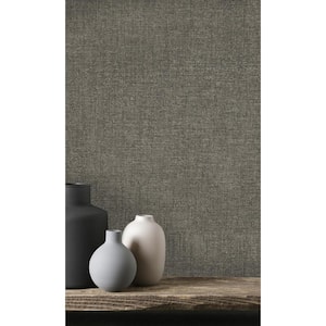 Charcoal Plain Textured Metallic-Shelf Liner Non-Woven Wallpaper Non-Pasted (57 sq. ft.) Double Roll