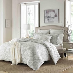 Stone Cottage Camden 3-Piece Gray Floral Cotton King Comforter Set ...