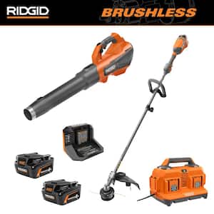 18V Brushless Cordless 2-Tool Combo Kit with String Trimmer, Leaf Blower, (3) Batteries, and (2) Chargers
