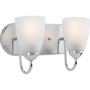 Gather Collection 2-Light Polished Chrome Etched Glass Traditional Bath Vanity Light