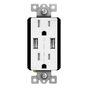 15 Amp 125-Volt Tamper Resistant 3.1 Amp USB Duplex Outlet Charger, White