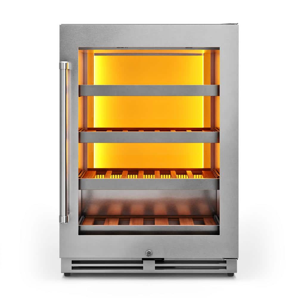 24 in. Single Zone 25 Wine Bottles Wine Cooler in Stainless Steel with Amber LED Interior Backlight price history on PriceWatchPro