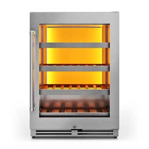 24 in. Single Zone 25 Wine Bottles Wine Cooler in Stainless Steel with Amber LED Interior Backlight