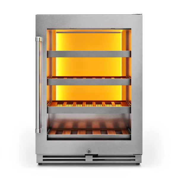 Thor Kitchen 24 in. Single Zone 25 Wine Bottles Wine Cooler in Stainless Steel with Amber LED Interior Backlight