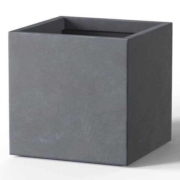 12 in. Medium Granite Gray Concrete Square planter / Pot with drainage holes