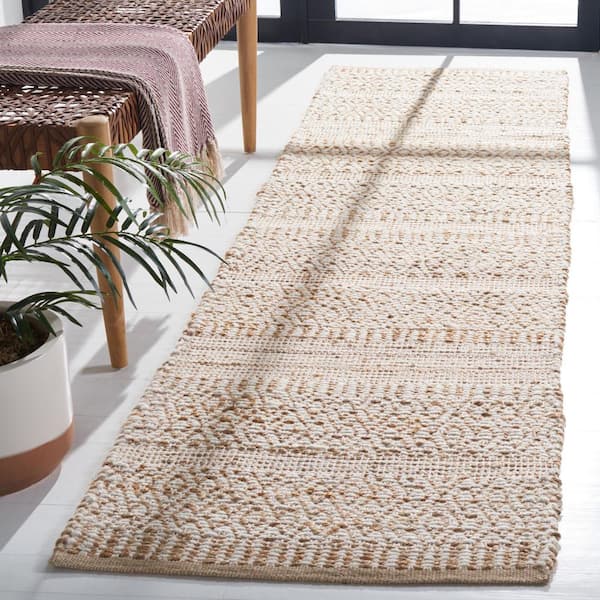 Natural Fiber Beige/Ivory 2 ft. x 8 ft. Diamond Woven Runner Rug