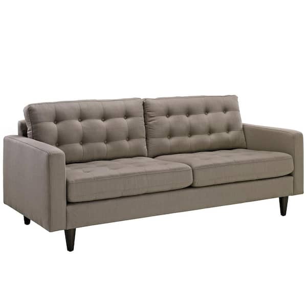 MODWAY Empress 84.5 in. Granite Polyester 4-Seater Tuxedo Sofa with Square Arms
