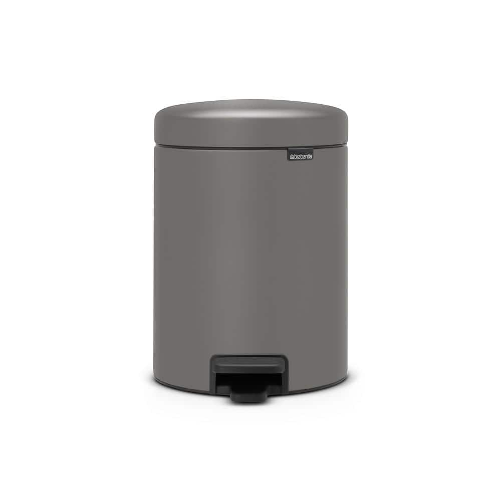 Brabantia NewIcon 1.3 Gal. (5 l) Mineral Concrete Gray Step On Trash ...