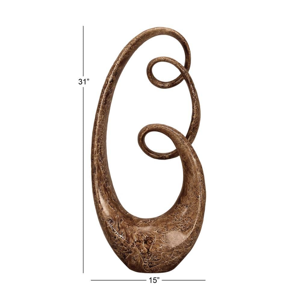Abstract Brown Polystone Swirl Decorative Sculpture