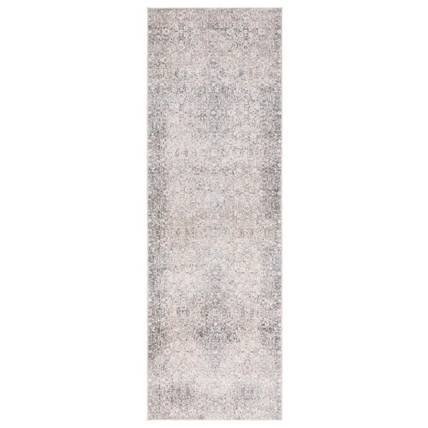 Limitee 3 ft. x 8 ft. Beige/Beige Ornate Distressed Runner Rug