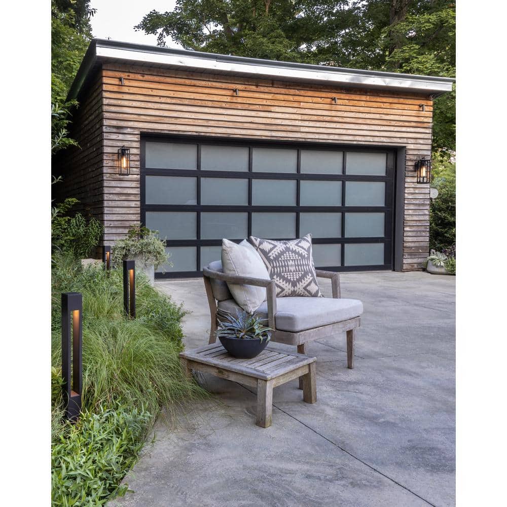 Black Aluminum Outdoor Wall Sconce with Clear Glass Panels