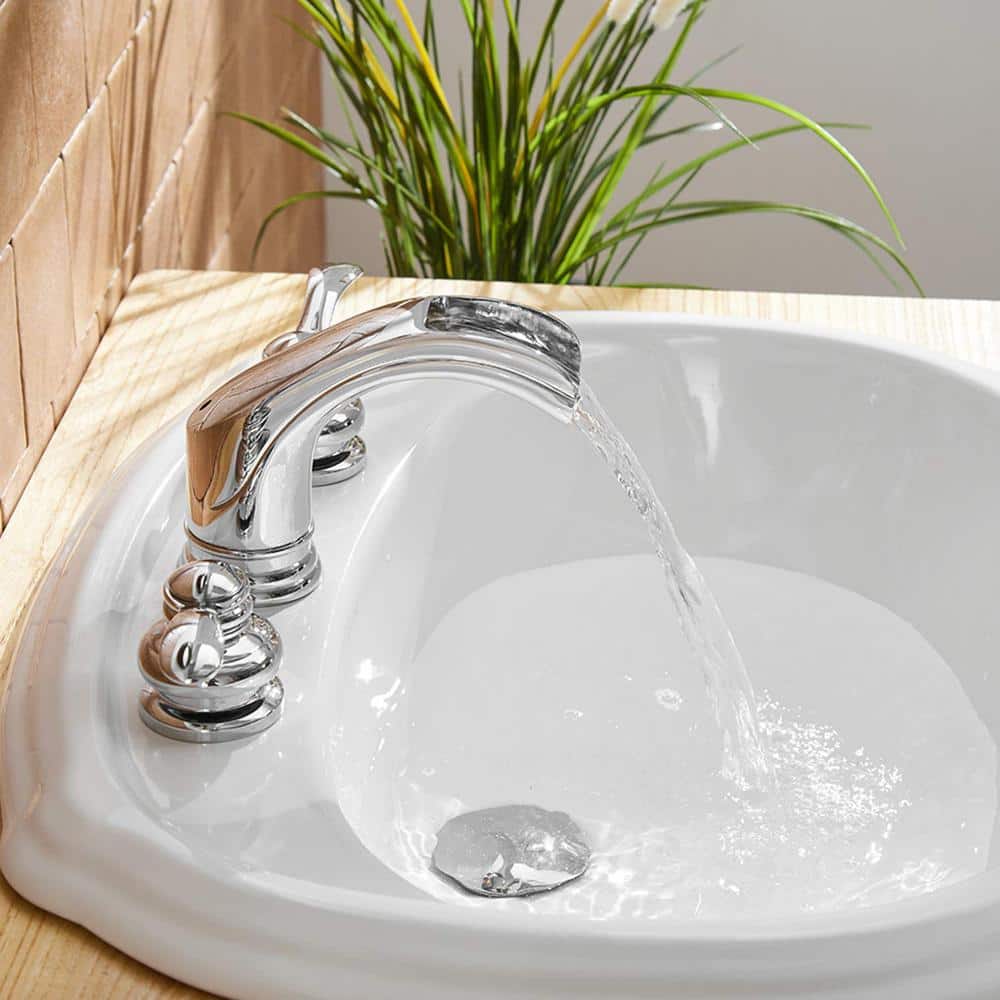 Chrome Polished 8-Inch Waterfall Widespread Bathroom Faucet