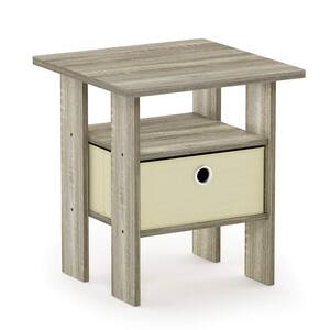 15.5 in. W Sonoma Oak/Ivory Square Wood End Table with 1-Drawer