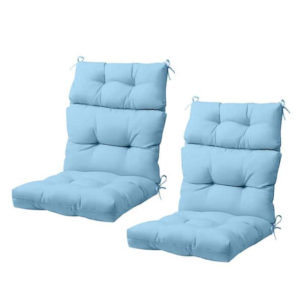 22 in. x 47 in. Seat/Back Outdoor Chair Cushion, Outdoor High Back Dining Chair Cushion (2-Pack) in Light Blue