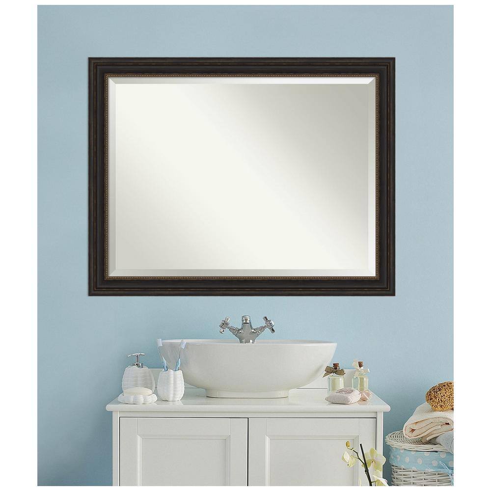 Accent Bronze Beveled Rectangular Bathroom Vanity Mirror