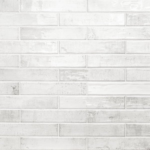 MSI Take Home Tile Sample-Camden La Perla 2 in. x 10 in. White Glossy  Ceramic Subway Wall Tile