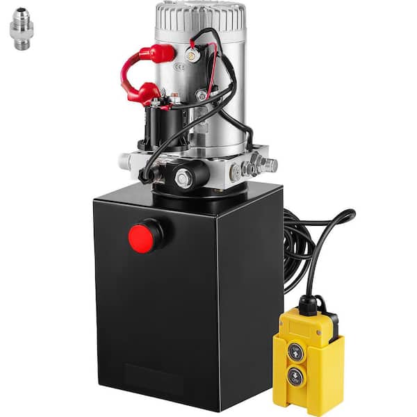 SKYSHALO Hydraulic Power Unit 6 qt. Hydraulic Pump Single Acting 3200 PSI Max Power Unit for Dump Trailer Car Lifting 12V DC