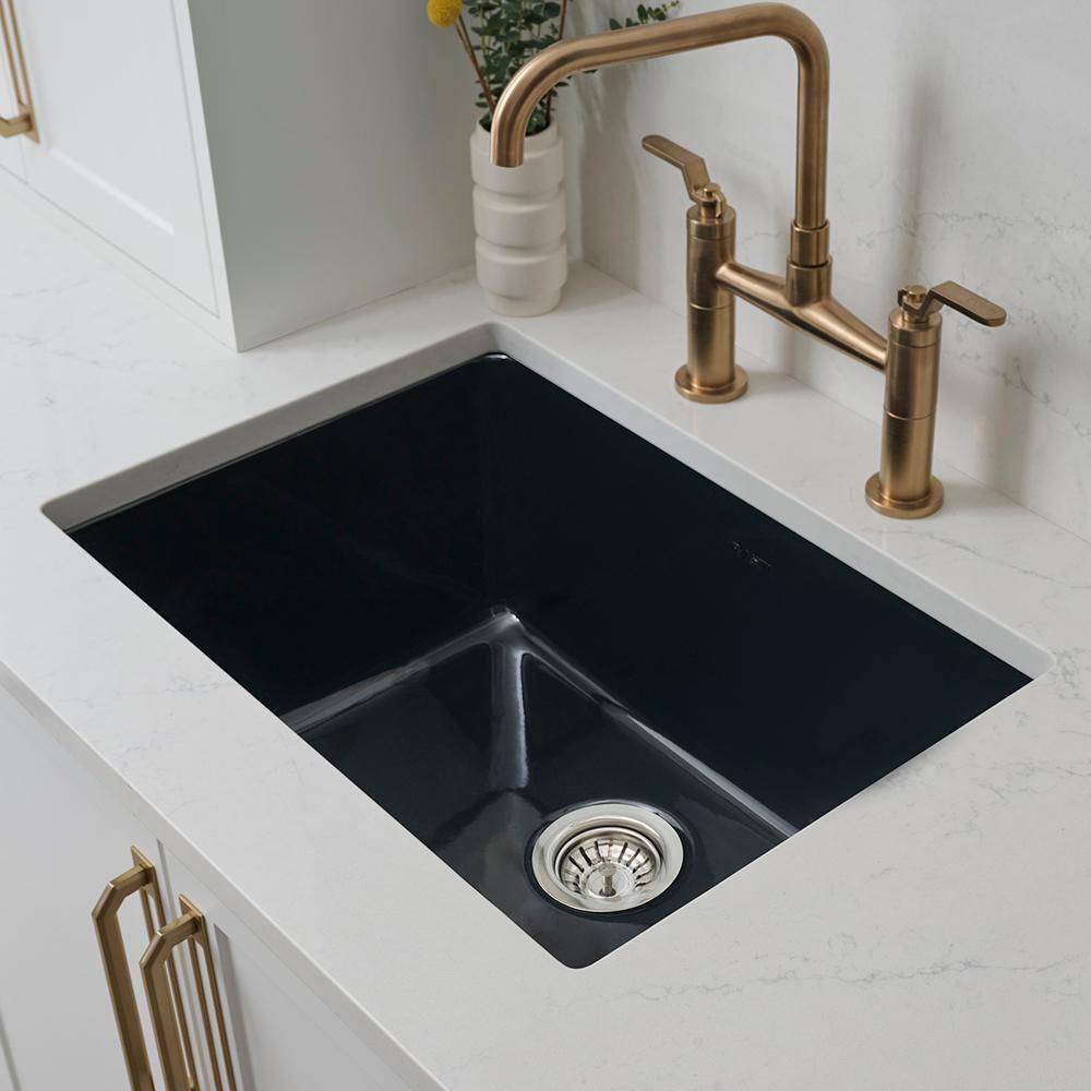 34-Inch Black Fireclay Drop-In Single Bowl Kitchen Sink