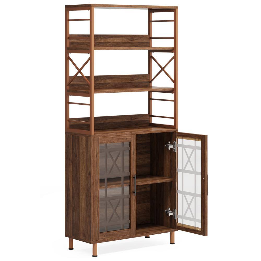 TRIBESIGNS WAY TO ORIGIN Frailey 71 In Tall Brown Wood 5 Shelf Standard Bookcase With Doors