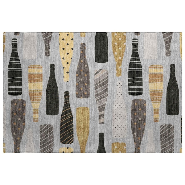 Dream Shag Premium Machine Washable Abstract ADS167 Gray 2 ft. x 3 ft. Accent Rug