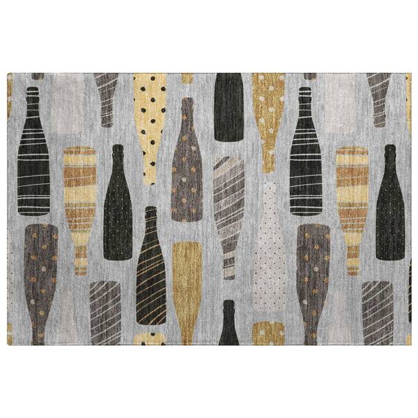 Dream Shag Premium Machine Washable Abstract ADS167 Gray 3 ft. x 4 ft. Area Rug