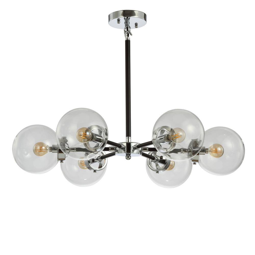 Jonathan Y Caleb 28" Black Chrome Sputnik Chandelier