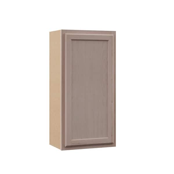 Hampton Bay 18 in. W x 12 in. D x 36 in. H Assembled Wall Kitchen Cabinet in Unfinished with Recessed Panel