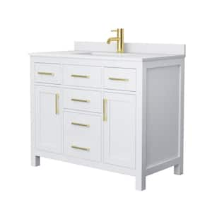 Beckett 42 in. W x 22 in. D x 35 in. H Single Sink Bath Vanity in White with White Cultured Marble Top