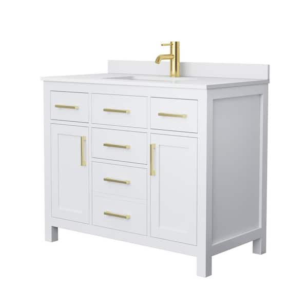 Beckett 42 in. W x 22 in. D Single Bath Vanity in White with Cultured Marble Vanity Top in White with White Basin