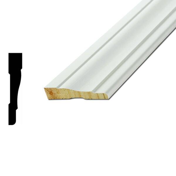 American Wood Moulding WM444 11/16 in. x 3-1/2 in. x 96 in. Wood Primed Finger-Joint Pine Casing Moulding