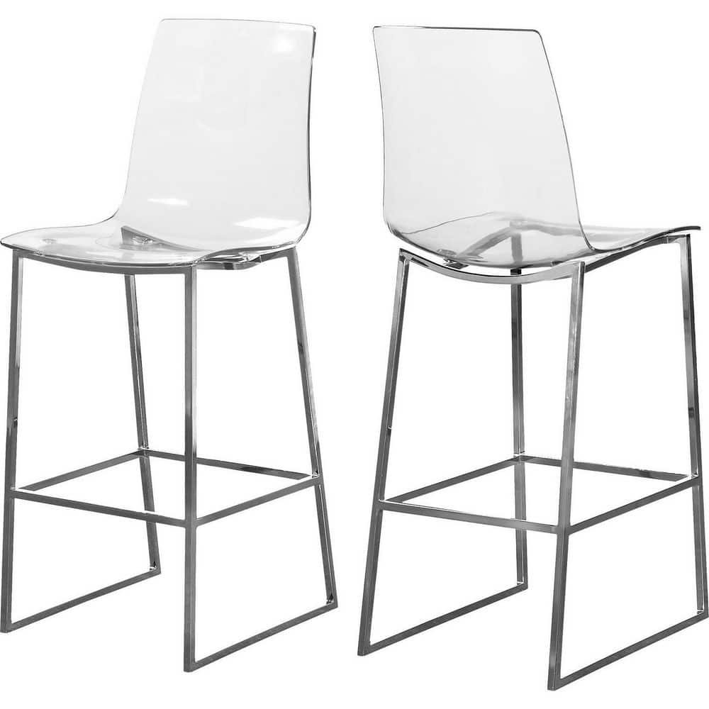 39.5 in.H Clear Finish Low Back Metal Frame Barstool Polyester Seat Set of 1 price history on PriceWatchPro