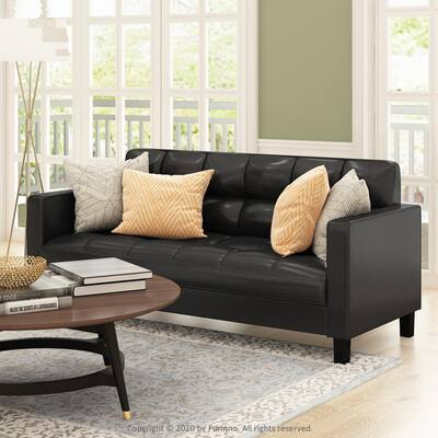 Black Sofas Living Room Furniture, Black Leather Sofa Throw Pillows