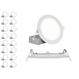REL 6 in. Round 3000K Remodel IC-Rated Recessed Integrated LED Edge Lit Downlight Kit, White, (16 Pack)