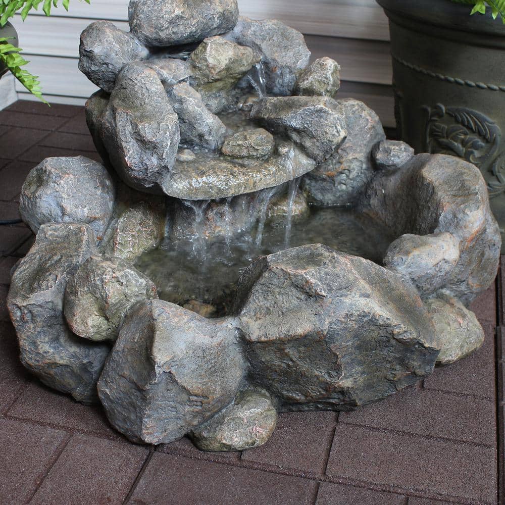 Rocky Ravine 18" Gray Resin Outdoor Water Fountain