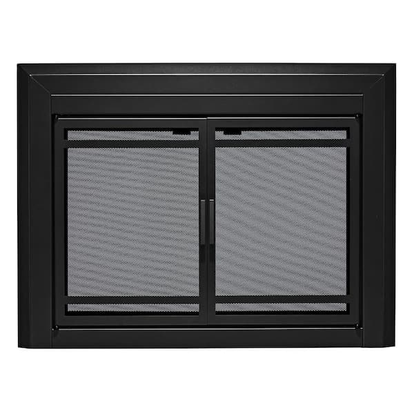 UniFlame Uniflame Large Kendall Black Cabinet-style Fireplace Doors with Smoke Tempered Glass