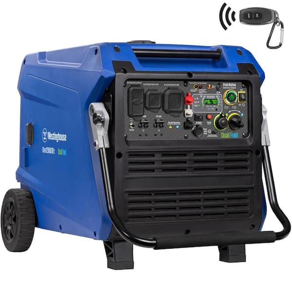 12,000-Watt Remote Electric Start Dual Fuel Gas and Propane Powered Inverter Generator with CO Sensor