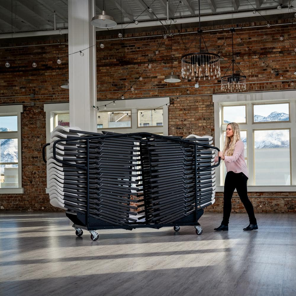 Black Steel Folding Chair Utility Cart for 34 Chairs