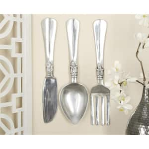 Aluminum Silver Knife, Spoon and Fork Utensils Wall Decor (Set of 3)