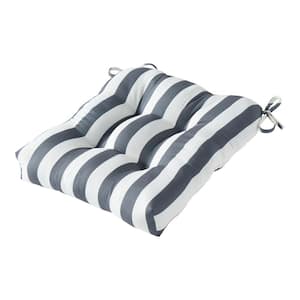 Canopy Stripe Gray Square Tufted Outdoor Seat Cushion